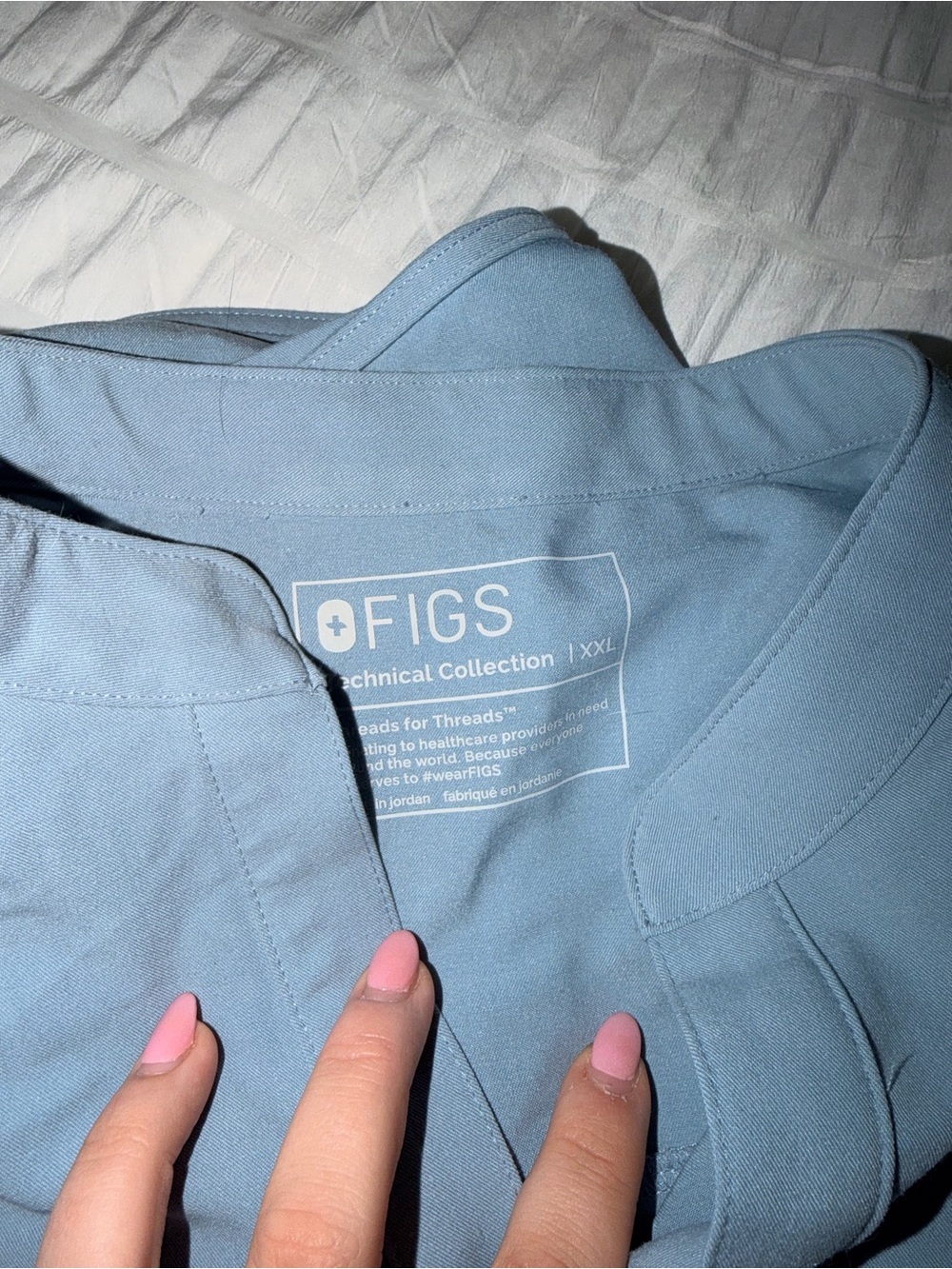 Figs Women's Scrub Set - Light Blue with Black Drawstring - Picture 3 of 5